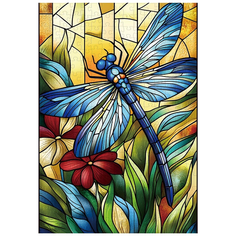 Artinhand Great Jigsaw Puzzles for Adults 300 Pieces Stained Glass Dragonfly Puzzles for Adults Toys Gift Family Decoration Kids Puzzle - Image 3