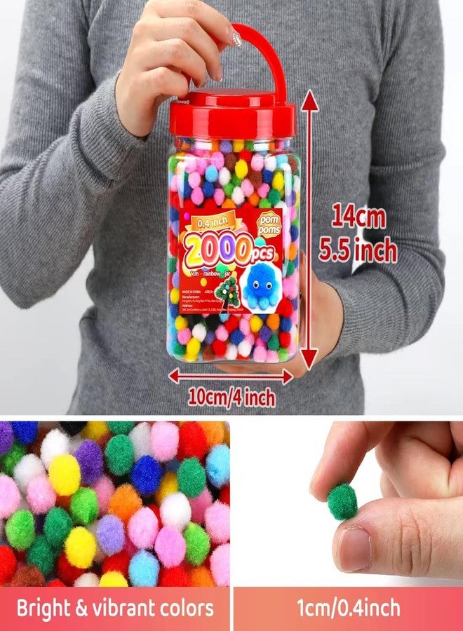 Iooleem Pom Poms, 0.4inch(1cm), 2000pcs Multi-Colored, Small Size, Pom Poms for Arts and Crafts, Pom Pom Balls, Craft Supplies. - Image 2