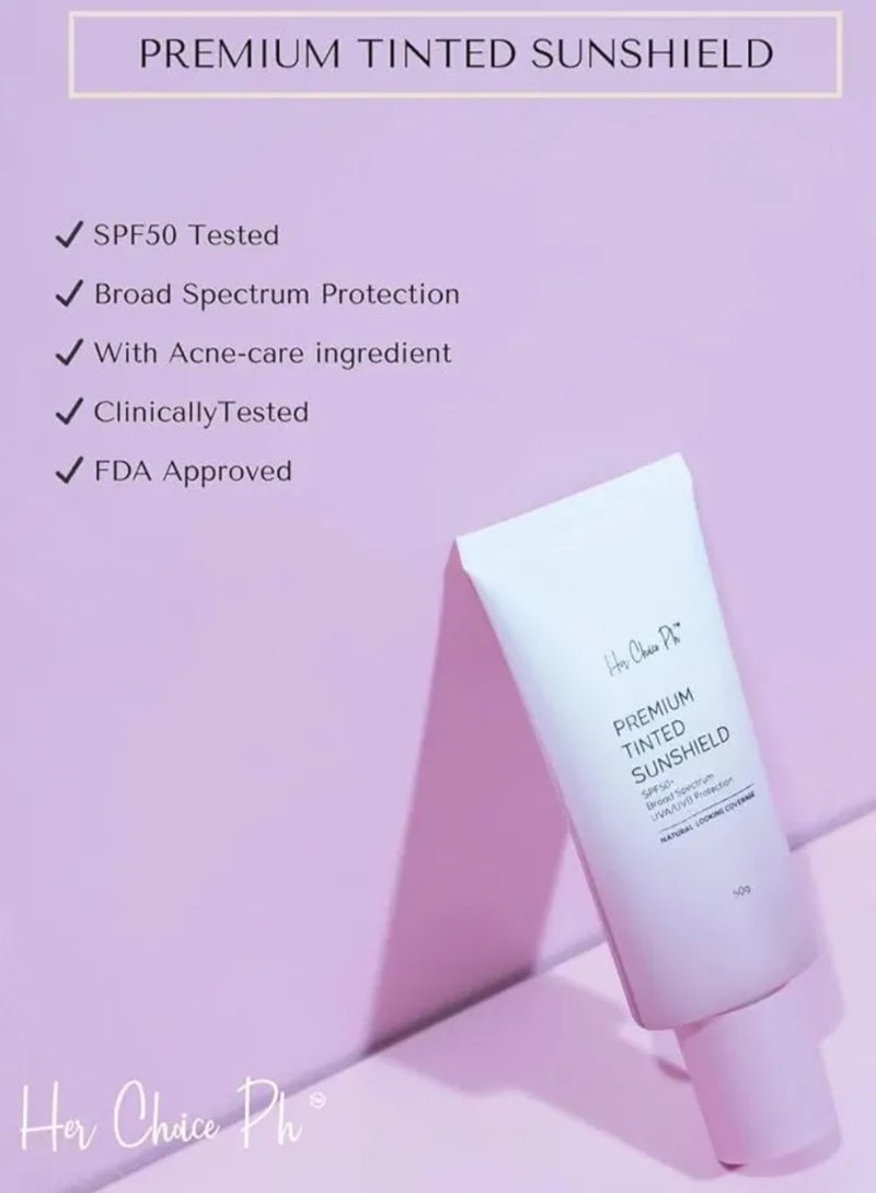 Her Choice Ph Premium TINTED SUNSHIELD SPF50- 50gm - Image 3