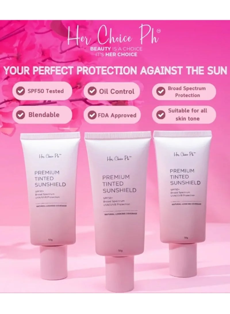 Her Choice Ph Premium TINTED SUNSHIELD SPF50- 50gm - Image 4