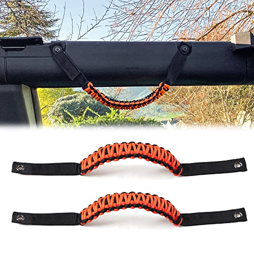 RERPRO Roll Bar Grab Handles for 2021 2022 2023 2024 2025 Ford Bronco 2 Door 4 Door Accessories Paracord Grip Handle No Embroidery 2 Pack Orange - Image 1