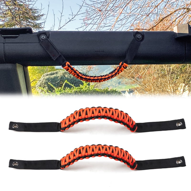 RERPRO Roll Bar Grab Handles for 2021 2022 2023 2024 2025 Ford Bronco 2 Door 4 Door Accessories Paracord Grip Handle No Embroidery 2 Pack Orange - Image 2