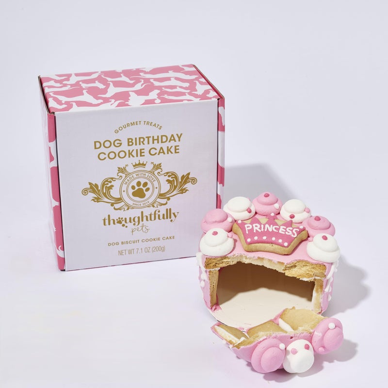 Thoughtfully Pets, Pink Princess Dog Birthday Gourmet Mini Cookie Cake, Peanut Butter Flavored, Hand Decorated Hollow Biscuit Cake for Any Breed - Image 4