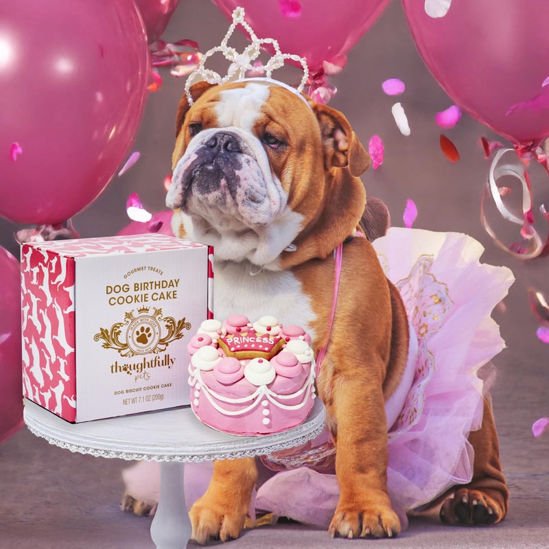 Thoughtfully Pets, Pink Princess Dog Birthday Gourmet Mini Cookie Cake, Peanut Butter Flavored, Hand Decorated Hollow Biscuit Cake for Any Breed - Image 2