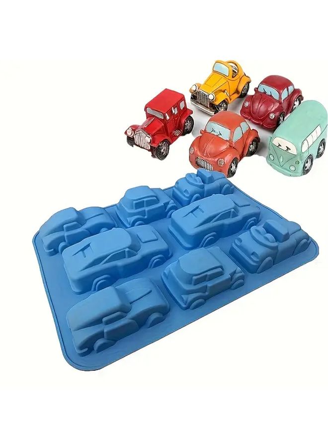 Blue Car 8 Cavity Silicone Mold For Baking Cakes Soaps Plaster Crafts Racing Shape - Image 2