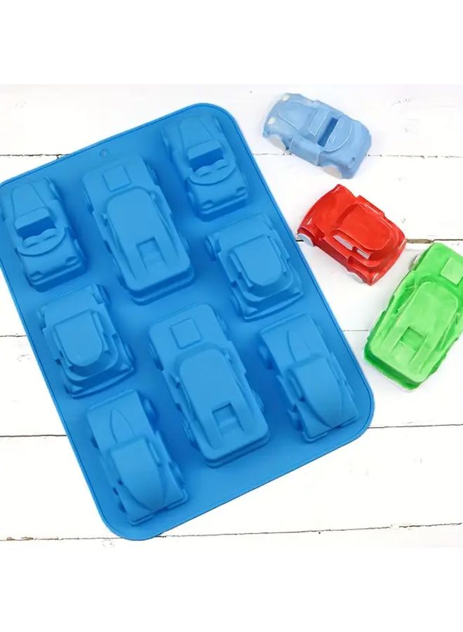 Blue Car 8 Cavity Silicone Mold For Baking Cakes Soaps Plaster Crafts Racing Shape - Image 3