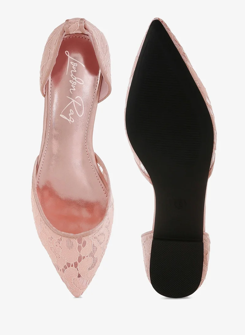 London Rag Tan Pearl & Rhinestone Strap Flat Sandals in Blush for Women | Best Price UAE