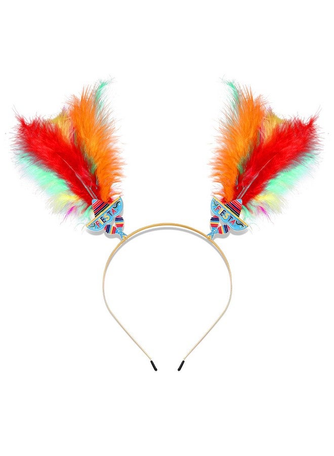 Loquat Cinco De Mayo Headband For Women Mexican Fiesta Headband Statement Feather Headband Cactus Chili Sombrero Headband Mexican Holiday Hair Accessories Outfits Gifts - Image 1