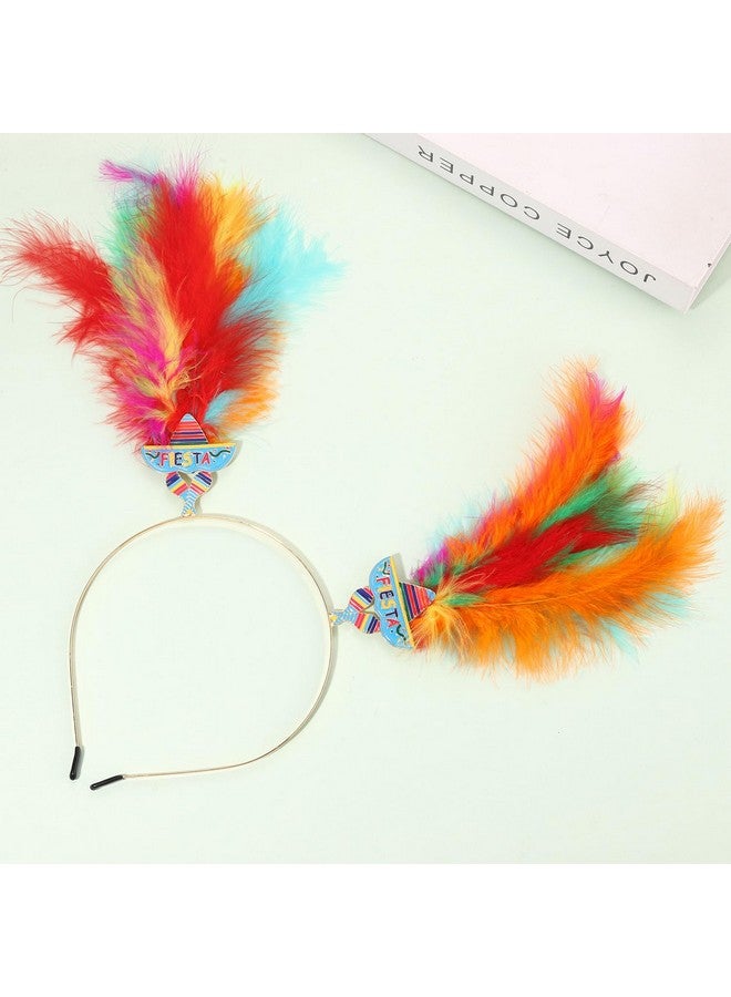Loquat Cinco De Mayo Headband For Women Mexican Fiesta Headband Statement Feather Headband Cactus Chili Sombrero Headband Mexican Holiday Hair Accessories Outfits Gifts - Image 2