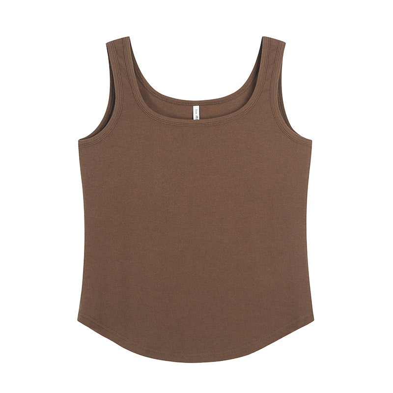 Plus Size Womens U-Neck Knit Camisole Brown 