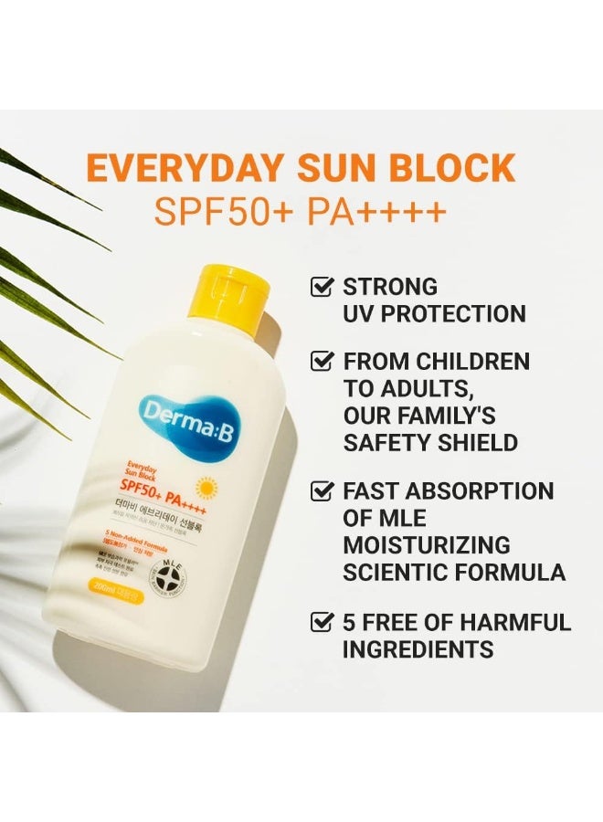 Derma B Everyday Sun Block Large Size Sunscreen SPF50+ PA++++ 6.71 Fl Oz, 200ml - Image 3