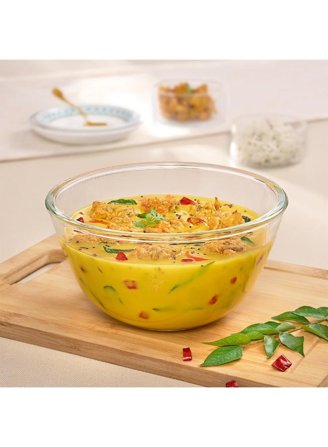 Borosilicate Round Glass Mixing Bowl Oven Safe Mixing Bowl Glass Serving Bowl 900 Ml Transparent - Image 1