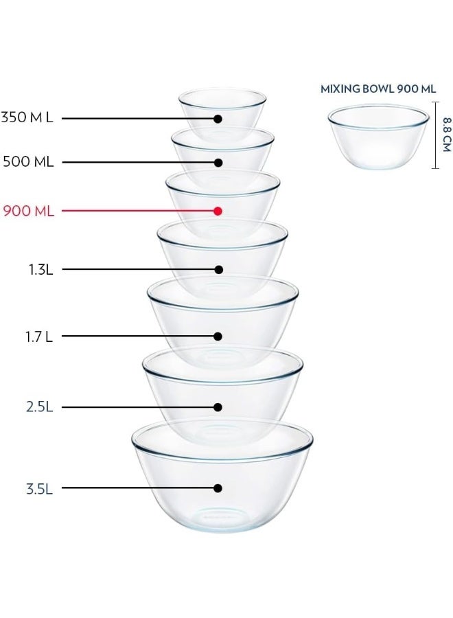 Borosilicate Round Glass Mixing Bowl Oven Safe Mixing Bowl Glass Serving Bowl 900 Ml Transparent - Image 3