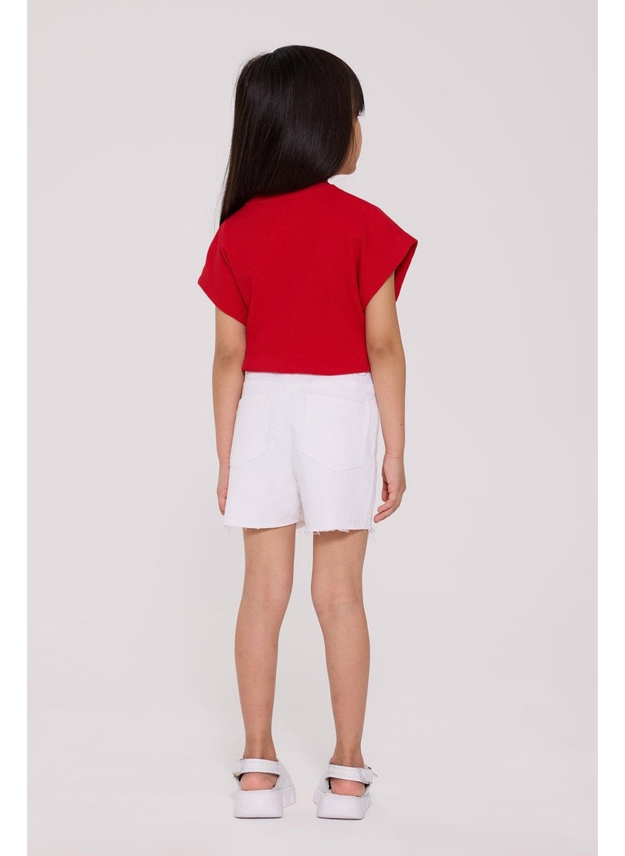 Tyess Basic Girls White Shorts  - Image 4