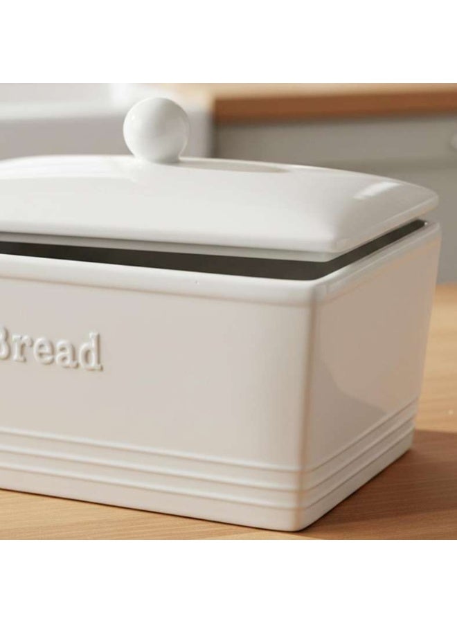 Pan Home Ceramic Bread Bin - White - Image 2