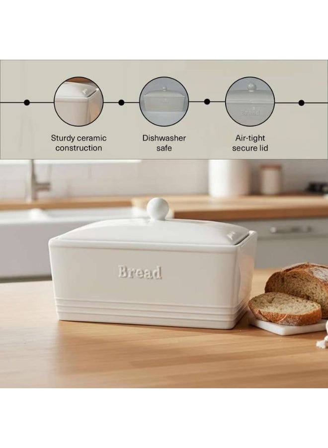 Pan Home Ceramic Bread Bin - White - Image 5