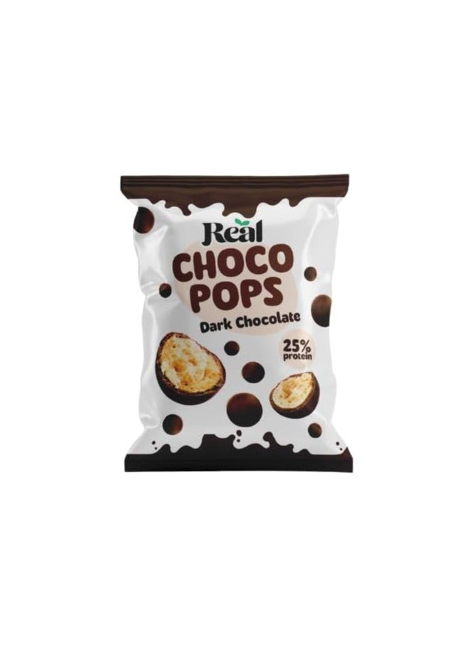 Real Real Protein Choco Pops 32g, Low Sugar, Low Calorie, 8g Protein, Healthy Snacks, 32g per (Pack of 12, Dark Chocolate)  - Image 2