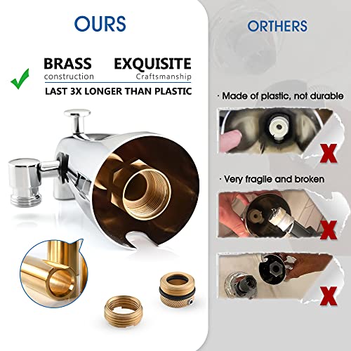 PROOX All Metal Tub Spout with Diverter, 6 Settings Hand held Shower with ON/OFF Pause Switch, Bathtub Faucet with Sprayer Chrome - Image 2