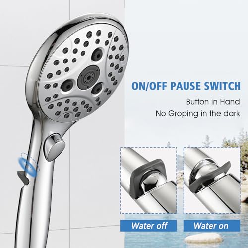 PROOX All Metal Tub Spout with Diverter, 6 Settings Hand held Shower with ON/OFF Pause Switch, Bathtub Faucet with Sprayer Chrome - Image 5