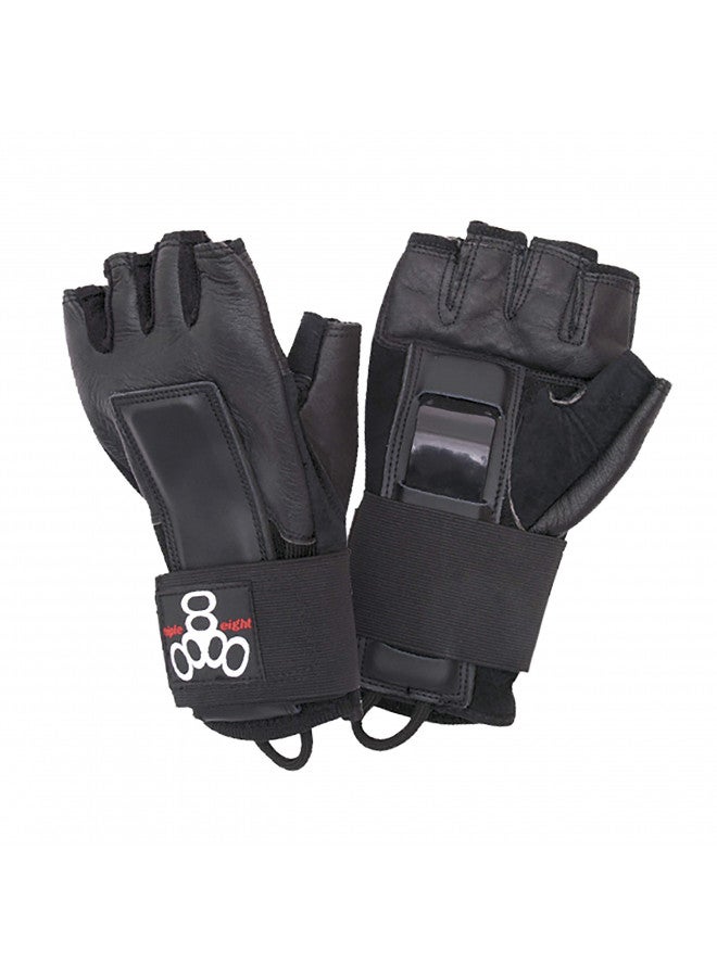 Triple Eight Hired Hands Skateboarding Wrist Guard Gloves, Large, Black (604352 80003) - Image 1
