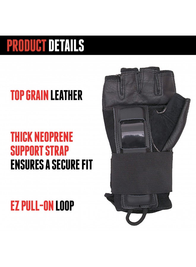Triple Eight Hired Hands Skateboarding Wrist Guard Gloves, Large, Black (604352 80003) - Image 2
