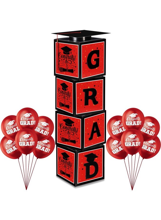 Gejoy Gejoy 2025 Red and Black Graduation Decorations Prom Boxs Decorations 2025 Graduation Balloon Boxes with Letters Grad Cap for Grad Party School Home College - Image 1