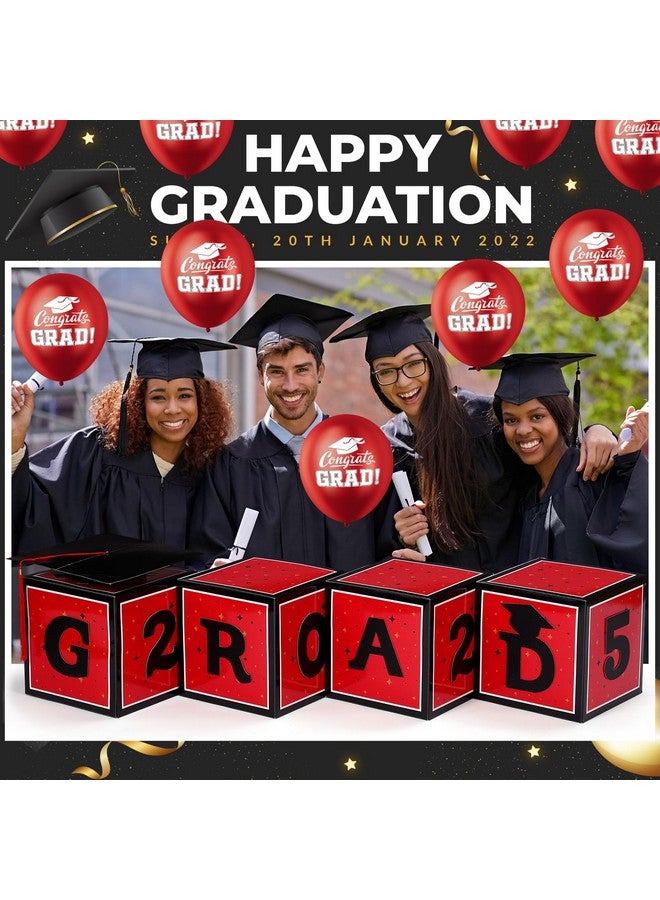 Gejoy Gejoy 2025 Red and Black Graduation Decorations Prom Boxs Decorations 2025 Graduation Balloon Boxes with Letters Grad Cap for Grad Party School Home College - Image 2
