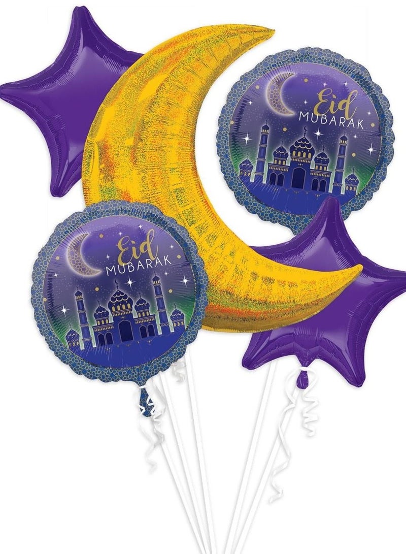 Amscan Eid Mubarak Balloon Bouquet 5pc 