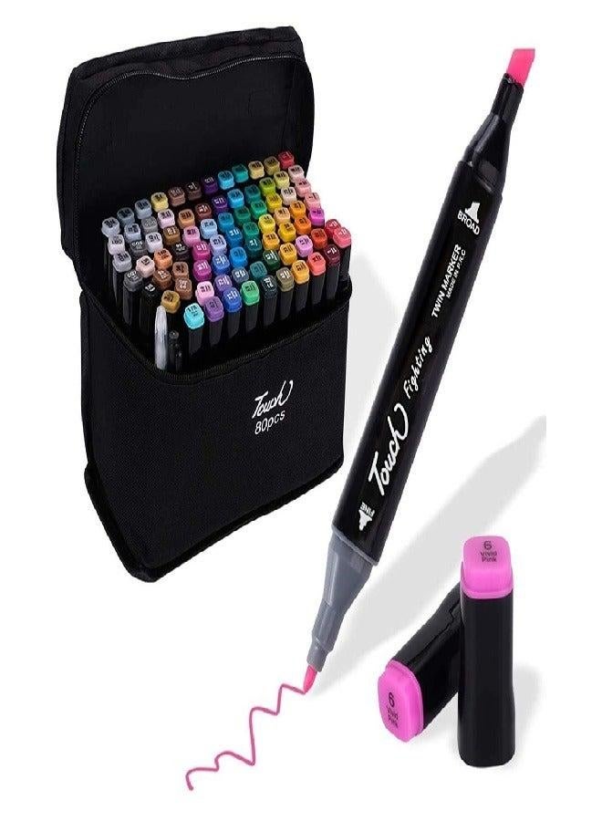 Touchfive 80-Color Dual Tip Art Markers Set for Sketching, Drawing, and Design with Carrying Case - Image 2