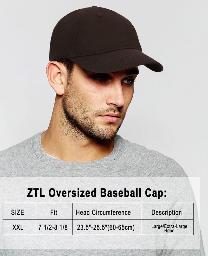 Ztl قبعة بيسبول XXL كبيرة الحجم للرؤوس الكبيرة 23.6"-25.6"، قبعة بيسبول قطنية كبيرة جداً، قبعات آباء غير هيكلية كبيرة الحجم باللون الأسود - Image 5