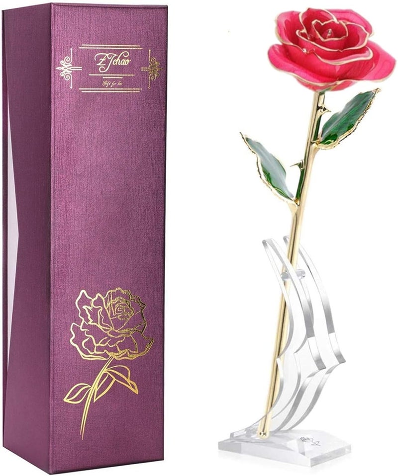 klarako 24K Beige Rose Christmas Gifts for Her, Dipped Gold Rose Eternity Love Real Golden Plated Preserved Eternal Flower with Rose Stand Present for Wife/Mom/Grandma (Beige) - Image 1