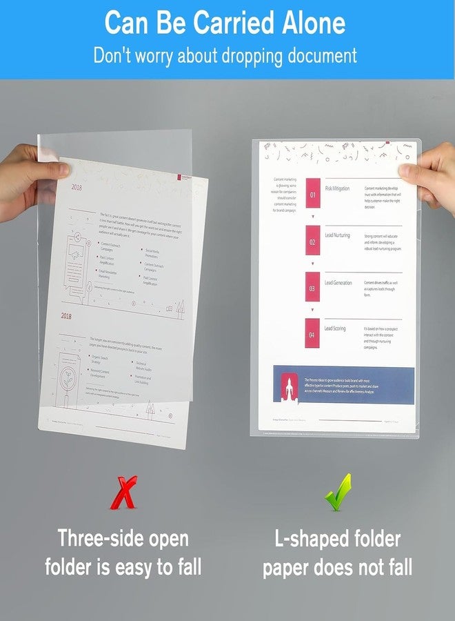 Shining Zon L-Type Transparent File Folder A4 FS(Legal) Size for Documents Certificates, School, Offices FC Size Paper Documents Holders Organizer (Pack of 10) - Image 3