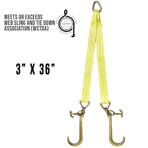 Boxer Tow Straps V Bridle 3” x 36” with J Hook, T-J Hook, Reinforced Webbing, Recovery V Strap, Rollback, Car Hauler, Towing – B/S 16,200lbs - Image 4