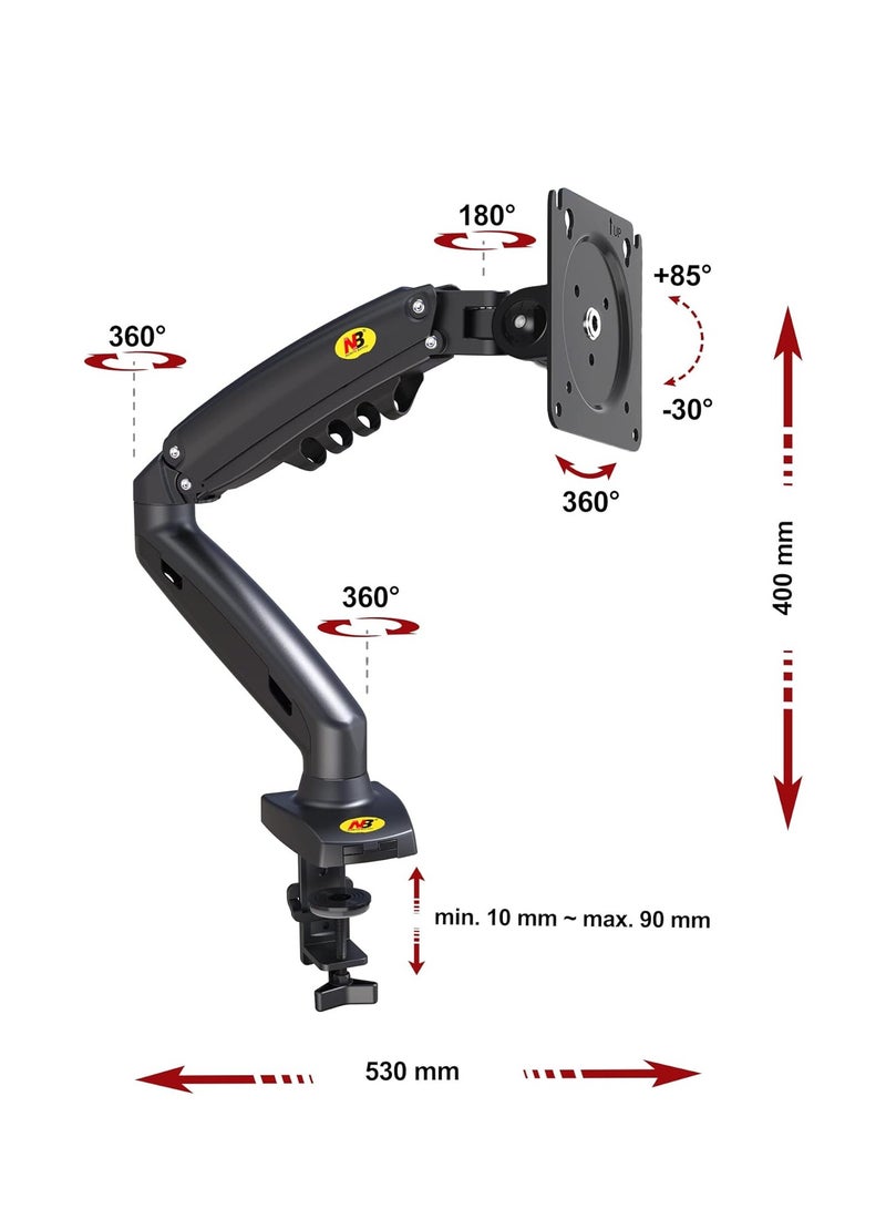 NB PC Monitor Stand – Ergonomic Gas Spring Arm, 17-30”, 360° Rotation, VESA 75/100mm - Image 4