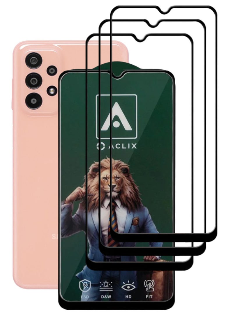 ACLIX 3 Pieces Antistatic ESD Dustproof Premium Quality High Definition Tempered Glass Screen Protector Designed For Samsung Galaxy A23 - Image 1