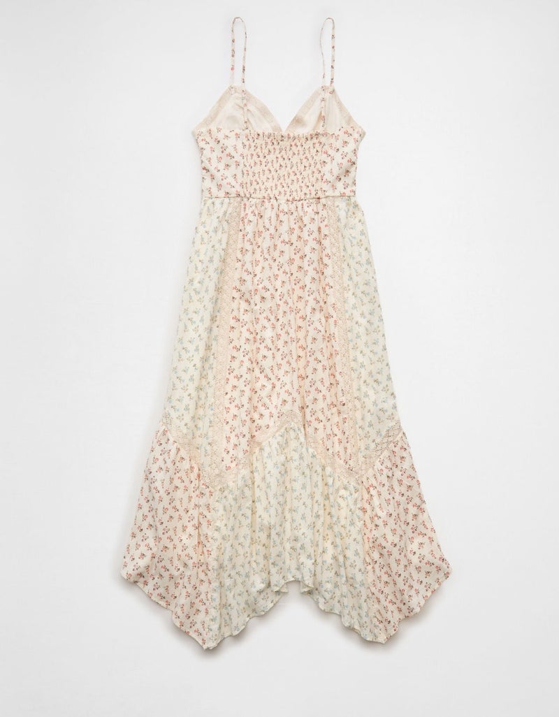 American Eagle AE V-Neck Lace Inset Hanky Hem Midi Dress - Image 5