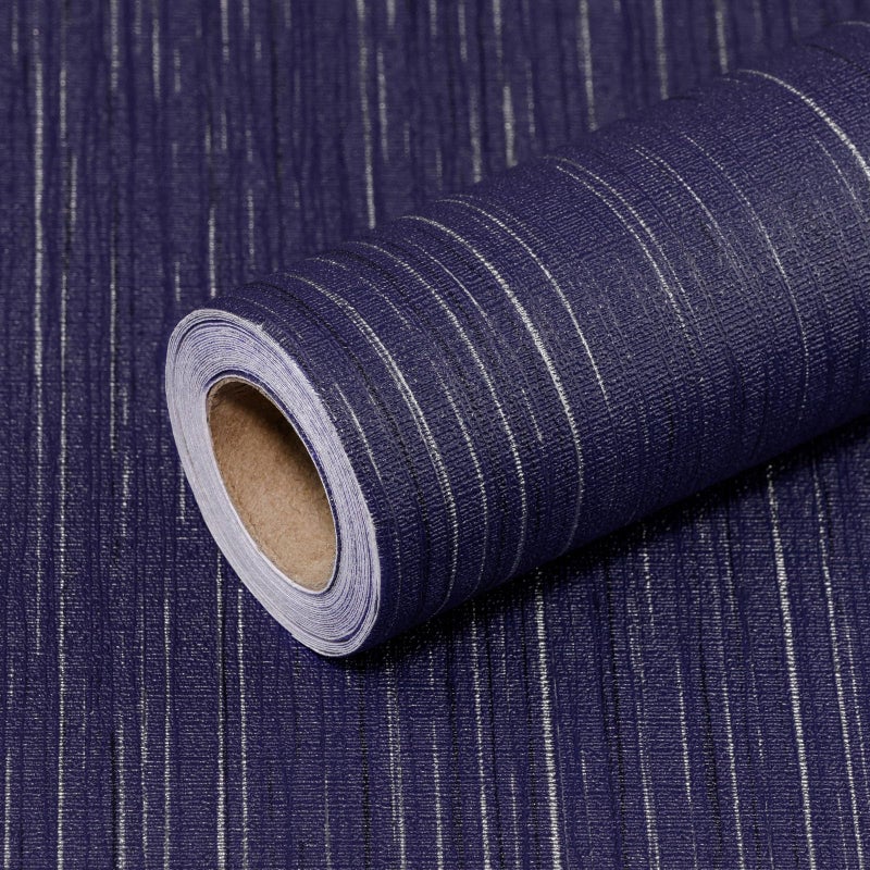 Qianglive Navy Blue Grasscloth Peel and Stick Wallpaper - 15.7"x120" Vintage Wallpaper Removable Waterproof for Room Walls, Cabinets, Furniture, Drawers, Desk - Image 1