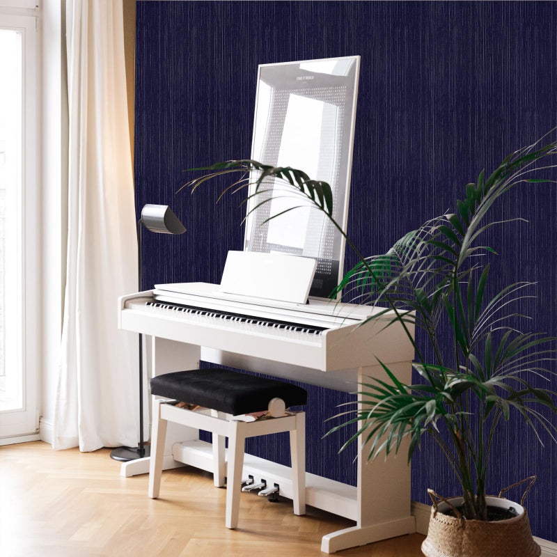 Qianglive Navy Blue Grasscloth Peel and Stick Wallpaper - 15.7"x120" Vintage Wallpaper Removable Waterproof for Room Walls, Cabinets, Furniture, Drawers, Desk - Image 4