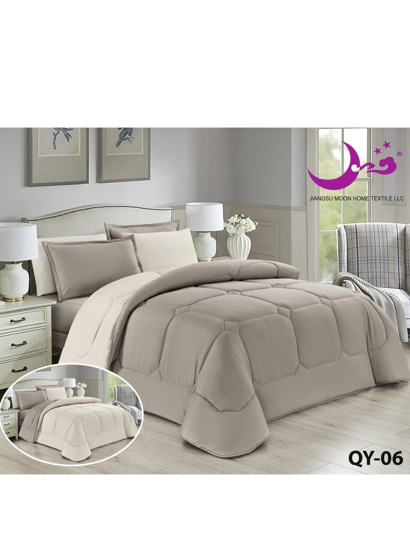 Moon Quilt  Bedspread 6 Pieces Medium Filling Two Sides Microfiber 230x250 cm  - Image 1