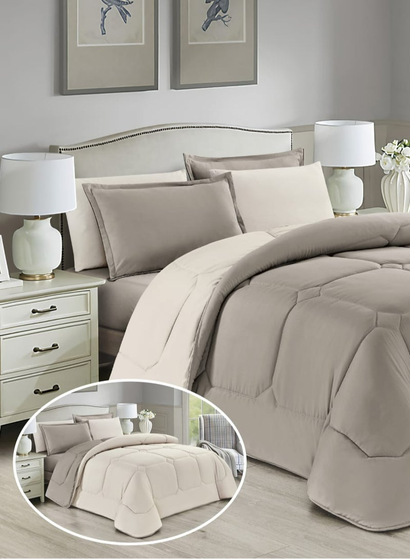 Moon Quilt  Bedspread 6 Pieces Medium Filling Two Sides Microfiber 230x250 cm  - Image 2