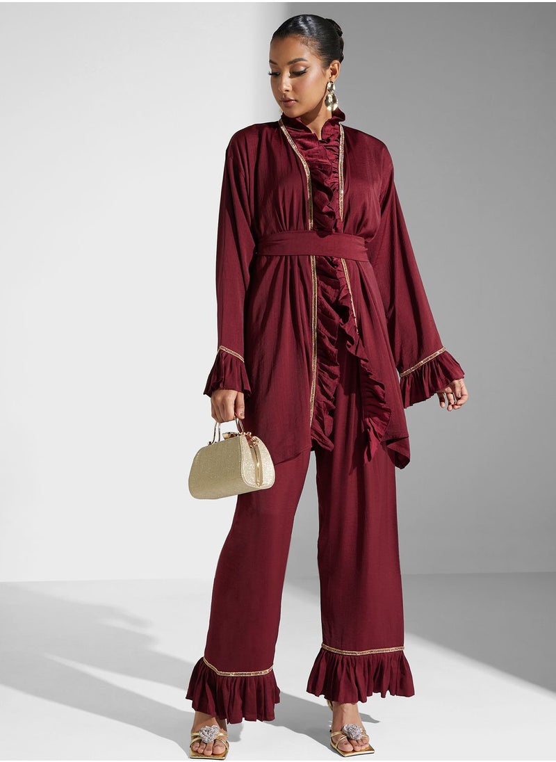 hayas closet Ruffle Detail Shirt & Pant Set  - Image 1