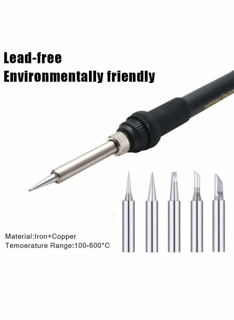 SYOSI رأس مكواة لحام، رأس بديل عالمي بدون رصاص مفك براغي، عدة أدوات 900م لمحطة، لحام وقطع (5 قطع) - Image 2