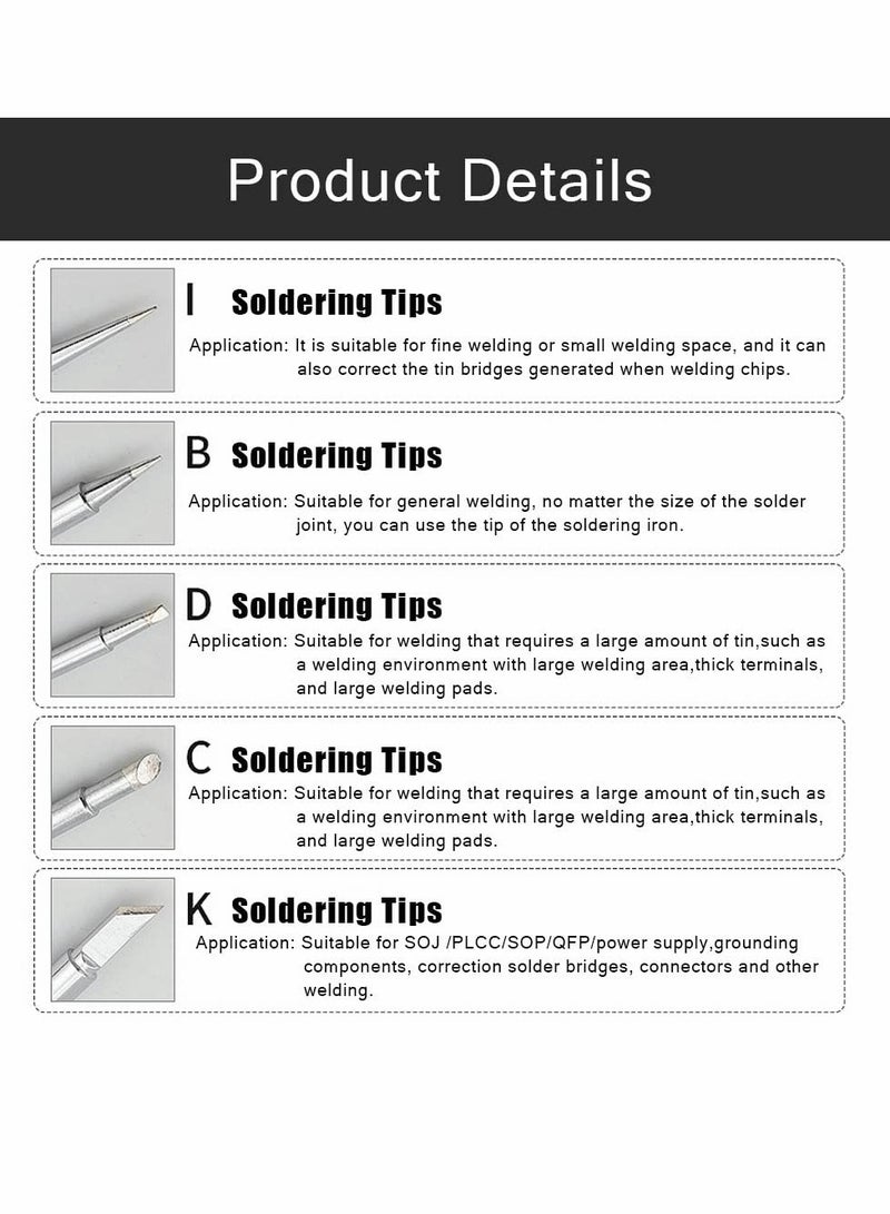 SYOSI رأس مكواة لحام، رأس بديل عالمي بدون رصاص مفك براغي، عدة أدوات 900م لمحطة، لحام وقطع (5 قطع) - Image 3