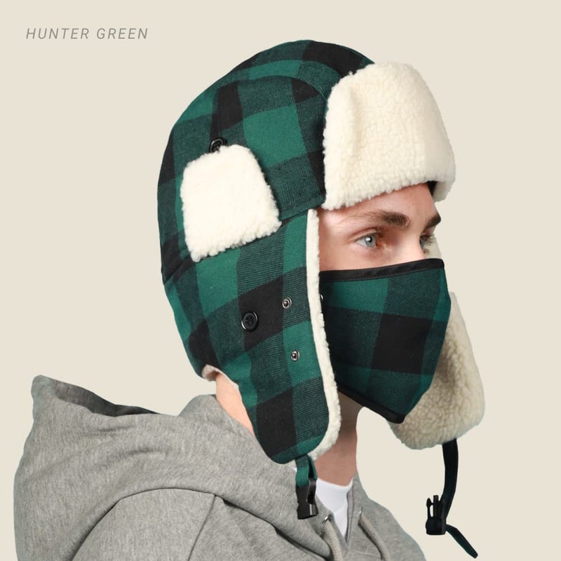 CHOK.LIDS Lumberjack Plaid Winter Trapper Unisex Premium Extra Strength Sherpa Ear Flap Chin Strap Cold Weather Outdoor Hat (Black Plaid) - Image 5