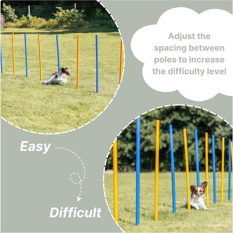 Trixie Dog Agility Slalom Course - 12 Adjustable Weave Poles Backyard Set - Portable Training Equipment with Carrying Bag & Training Guide - for All Breeds - Image 5