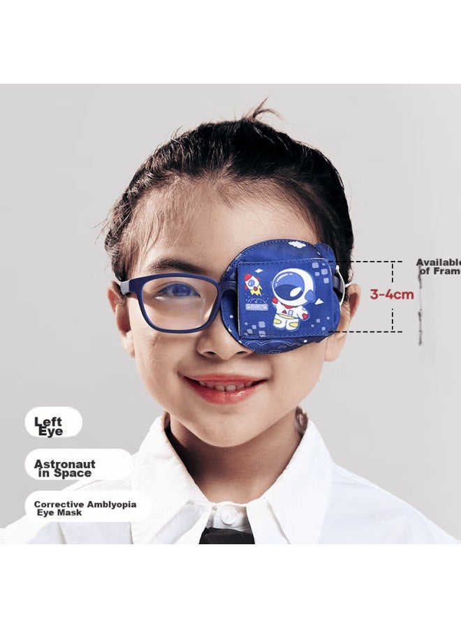 Moremerry Children's Eye Mask, Single-eye Vision Correction Trainer, Amblyopia Light-blocking Patch, Astronaut Desig - Image 1