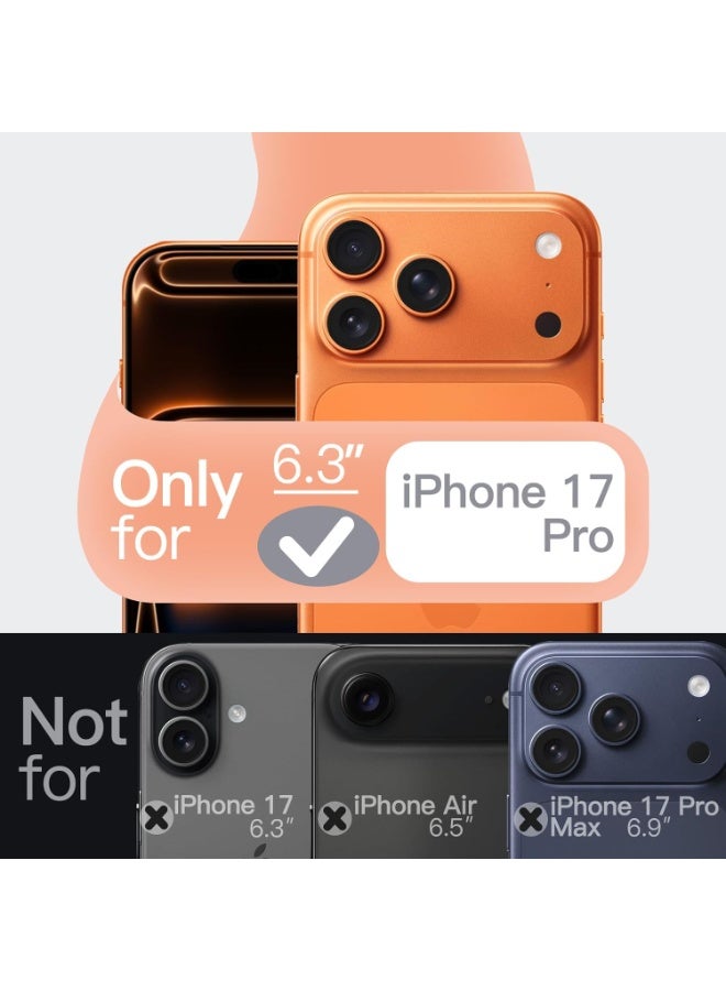 حافظة سيليكون مغناطيسية لهاتف iPhone 17 Pro مقاس 6.3 بوصة، متوافقة مع MagSafe، ناعمة الملمس، حافظة هاتف مقاومة للصدمات مع حماية عدسة الكاميرا (برتقالية) - Image 2