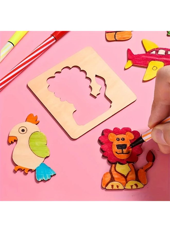 20 قطعة مجموعة ألواح الرسم الخشبية مع أقلام الألوان المائية لمشاريع الفن للأطفال - Image 2