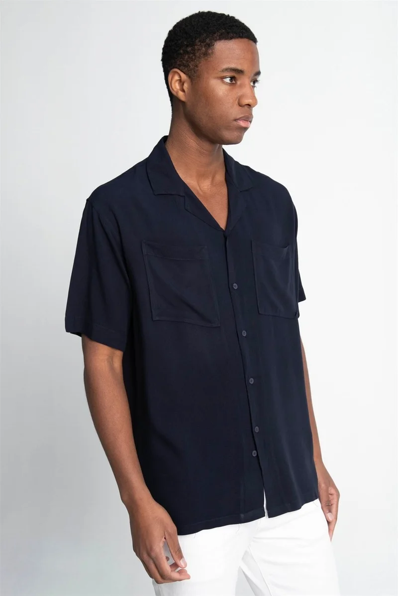 تودورس Relax Fit Short Sleeve Viscose Comfortable Fabric Open Collar Sports Shirt