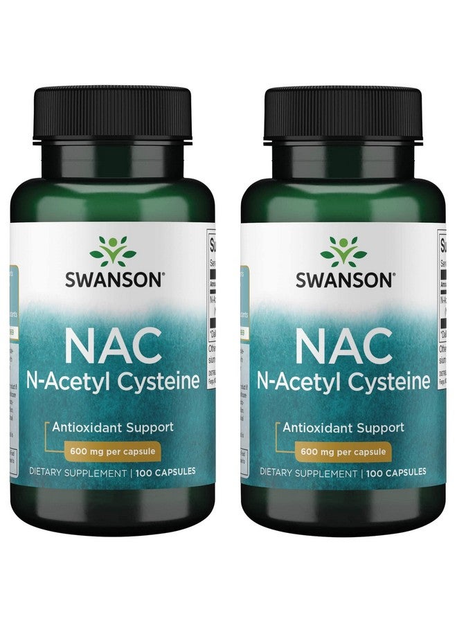 SWANSON Nac N Acetyl Cysteine Antioxidant Anti Aging Respiratory Liver Support Amino Acid Supplement 600 Mg 100 Capsules (2 Pack) - Image 1